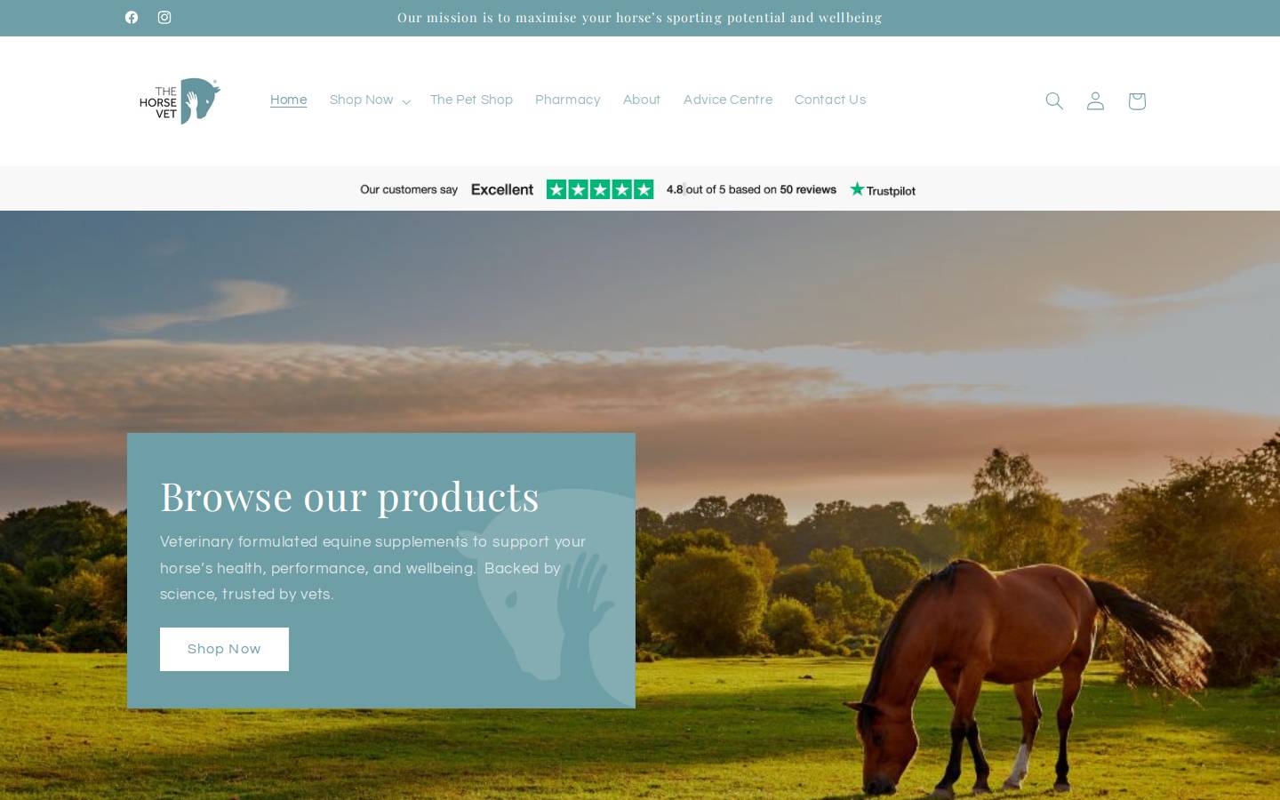 The Horse Vet homepage screenshot