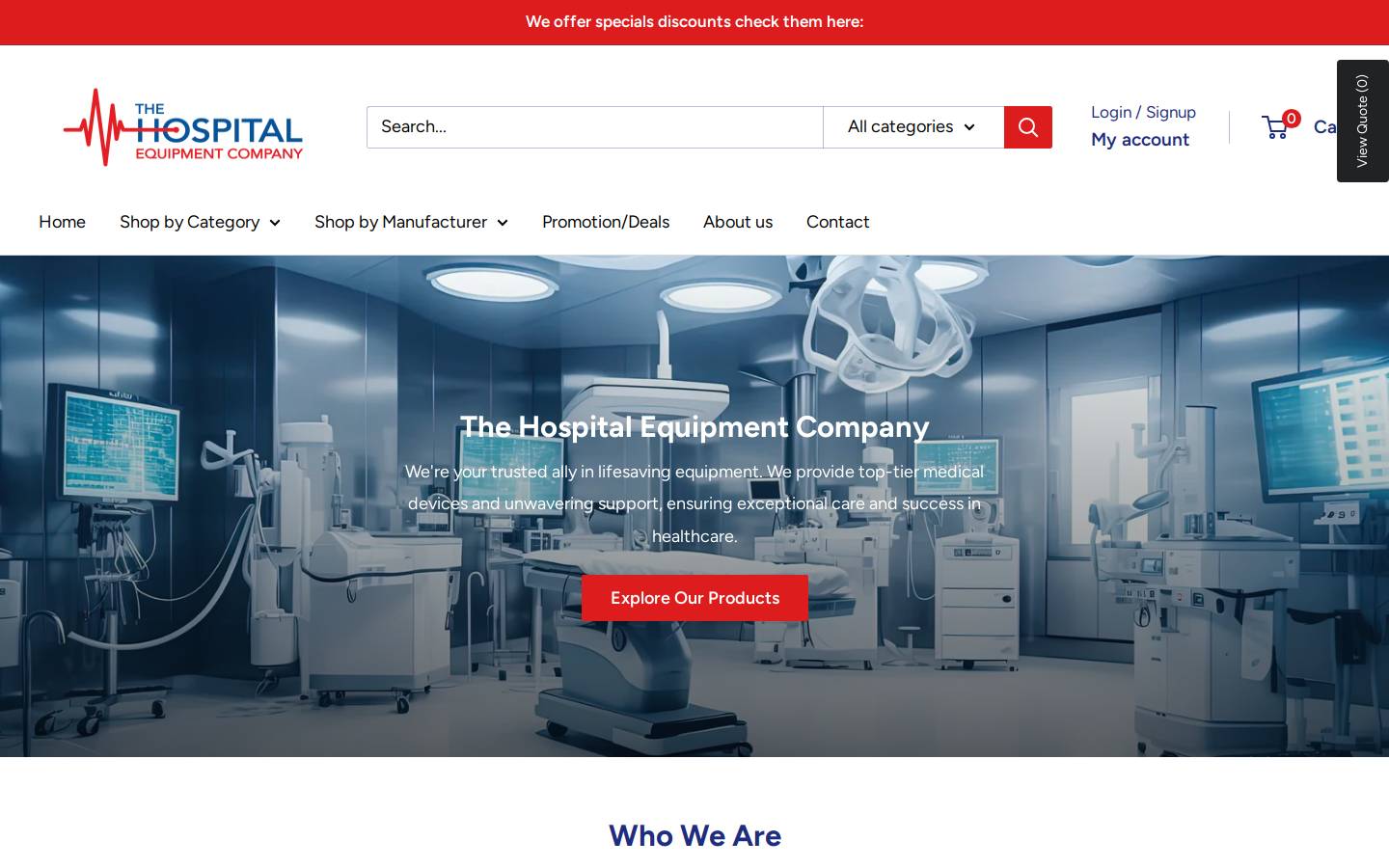 thehospitalequipmentco.com homepage screenshot