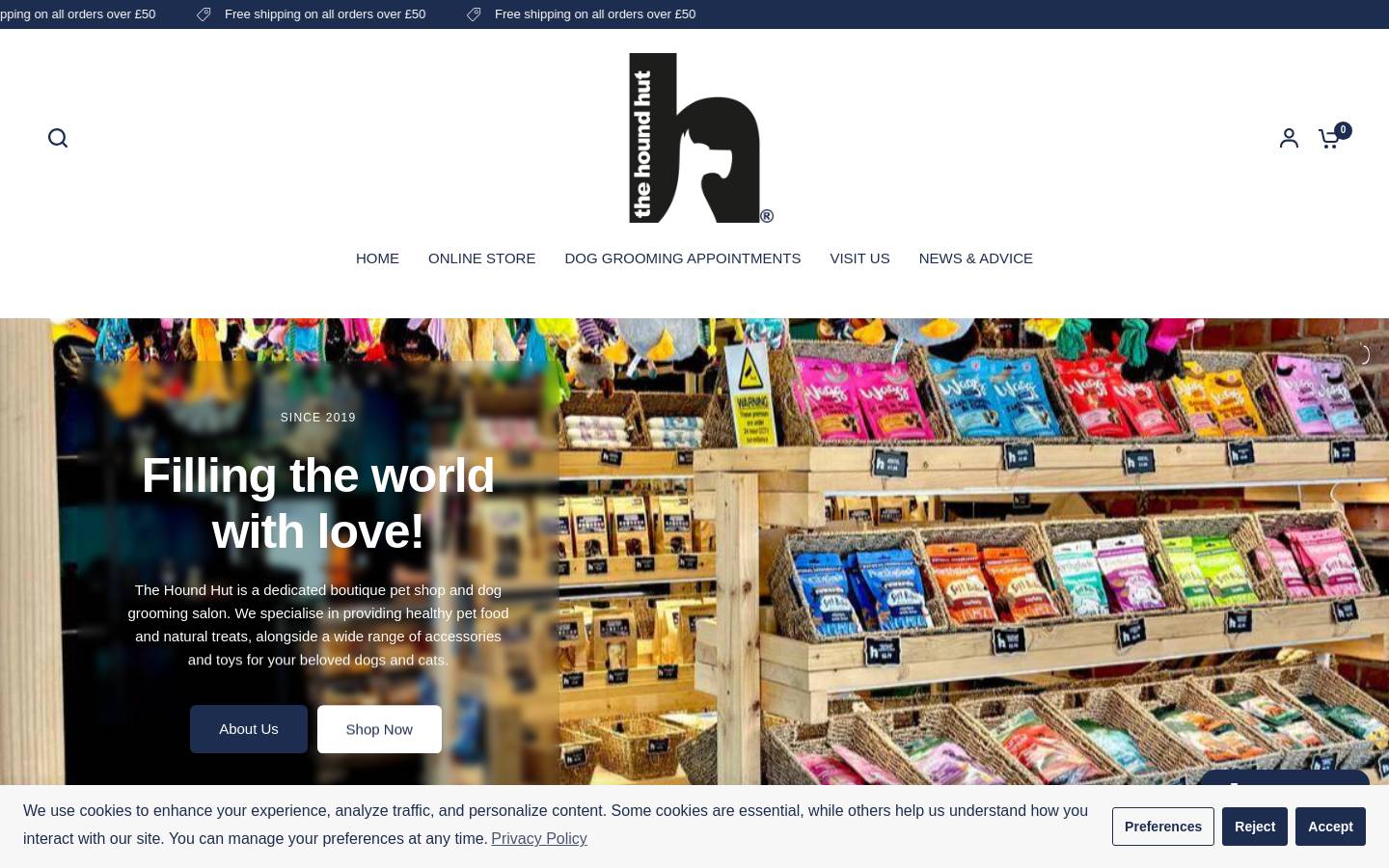 thehoundhut.dog homepage screenshot