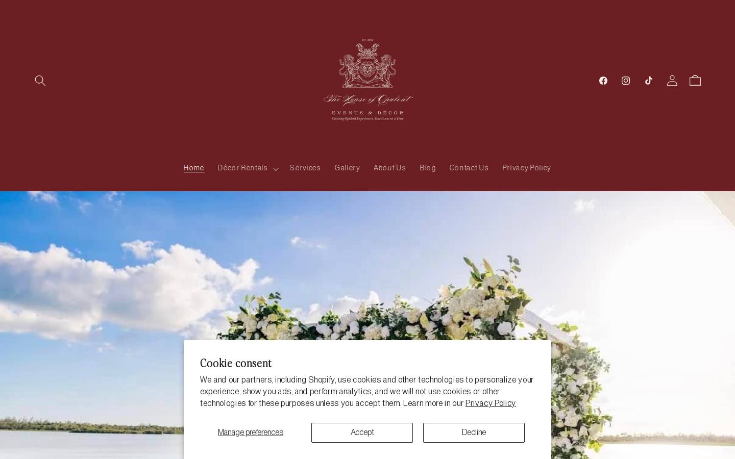thehouseofopulentevents.com homepage screenshot