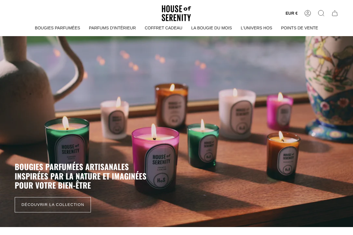 HOUSE OF SERENITY homepage screenshot