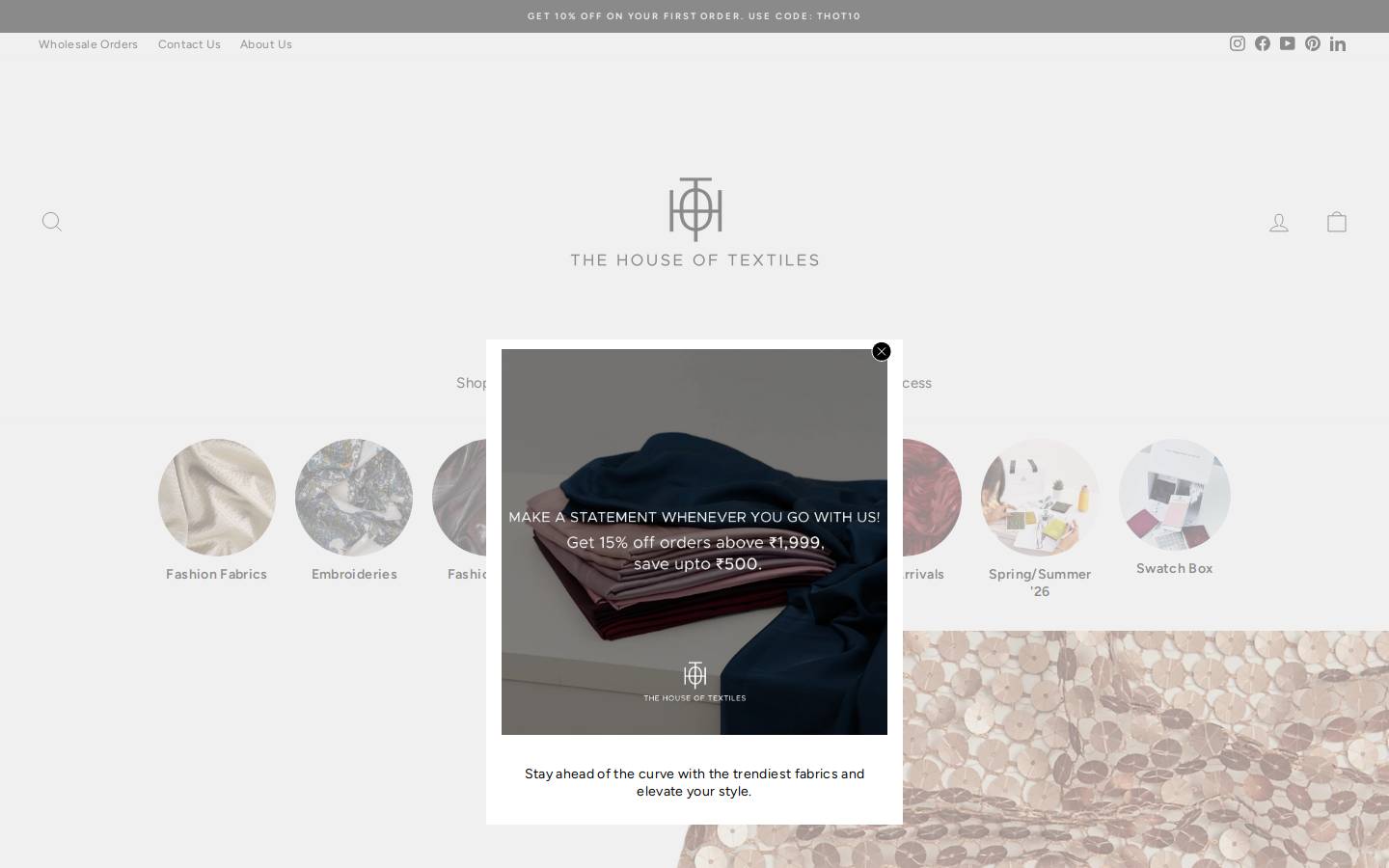 thehouseoftextiles.com homepage screenshot