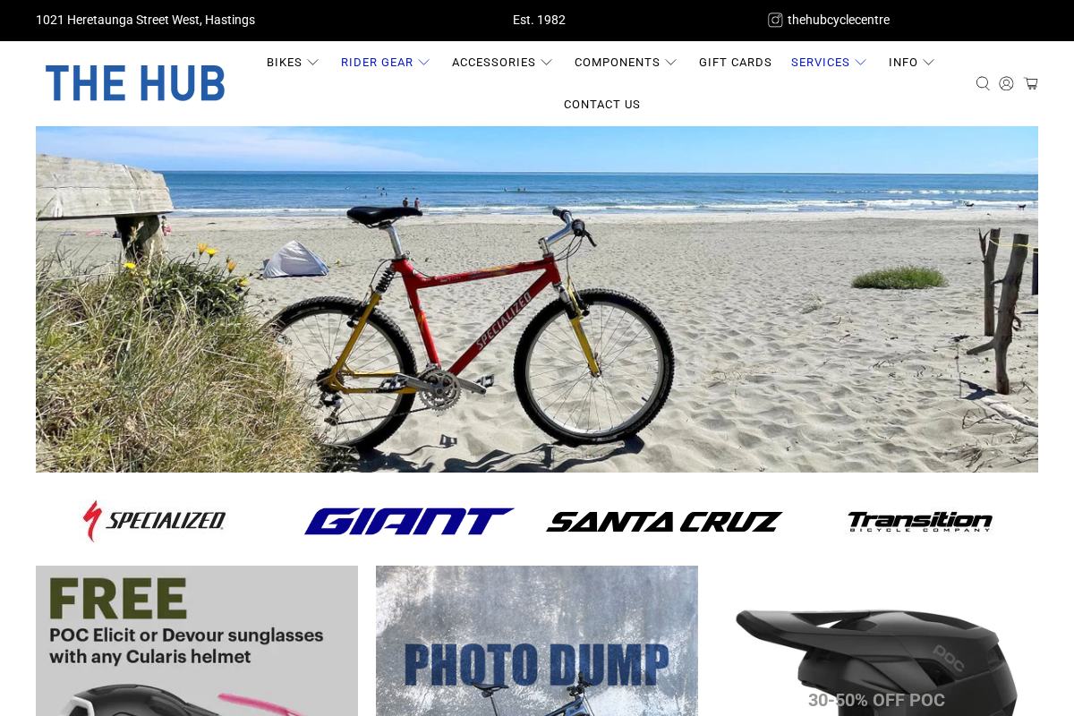 The Hub Cycle Centre homepage screenshot