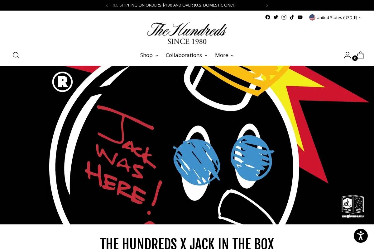 The Hundreds homepage screenshot