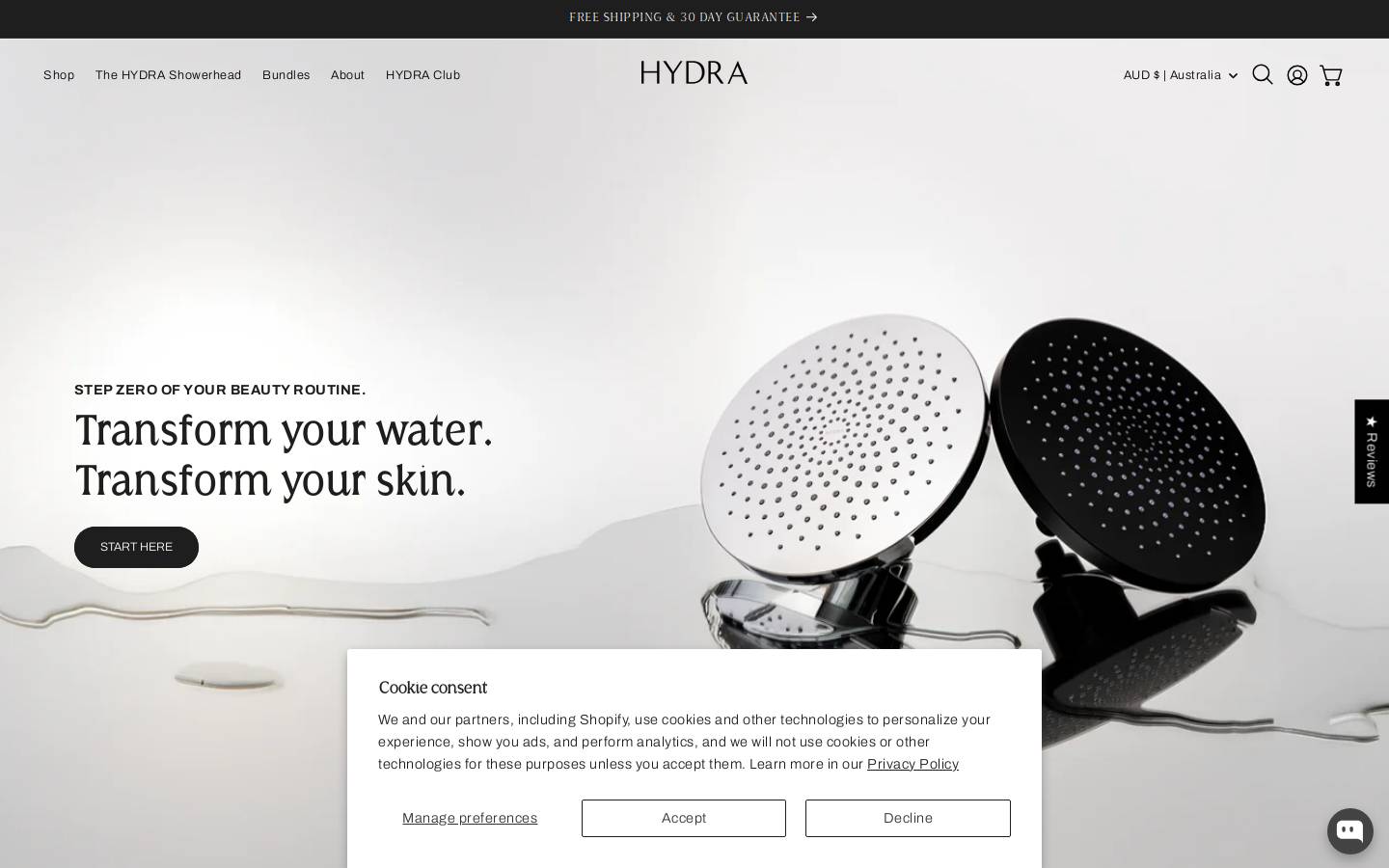 thehydrafilter.com homepage screenshot