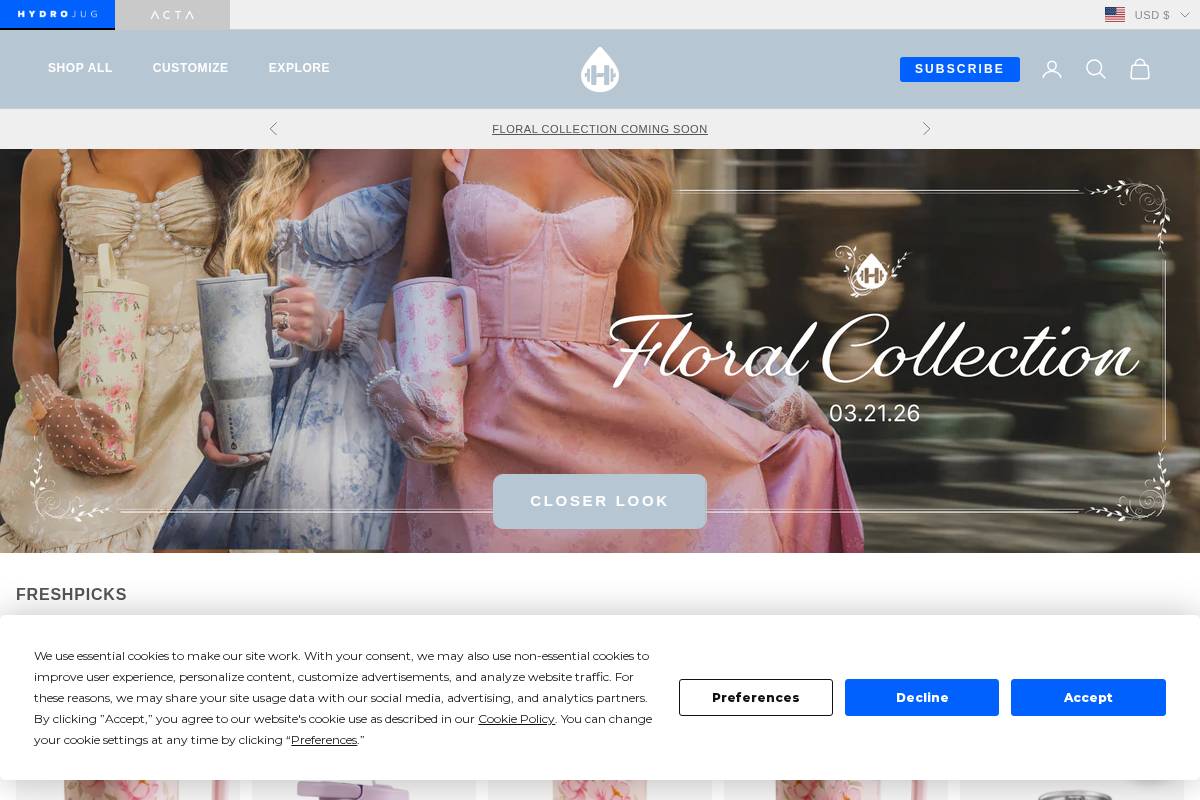 Thehydrojug homepage screenshot