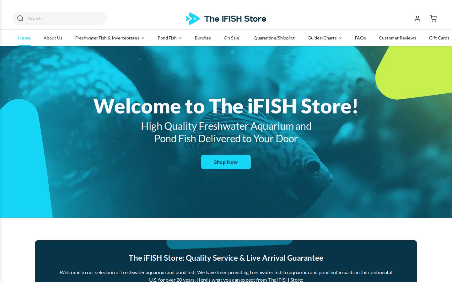 The iFISH Store homepage screenshot