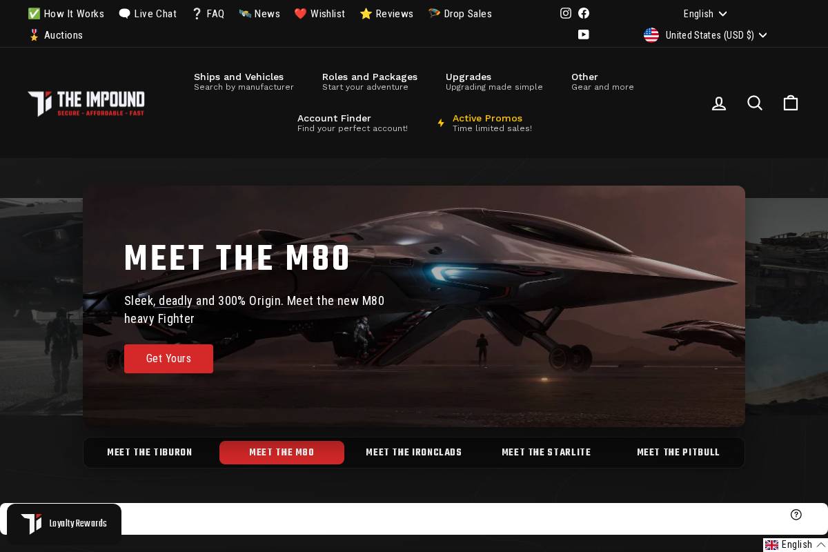The Impound - Secure Star Citizen Store homepage screenshot