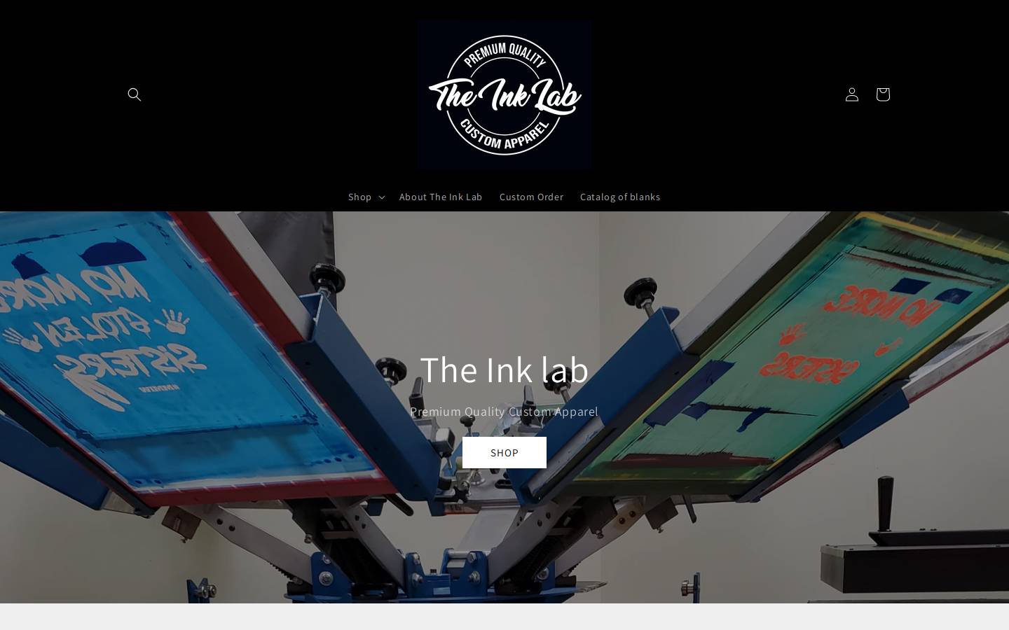 theinklabcustomapparel.com homepage screenshot