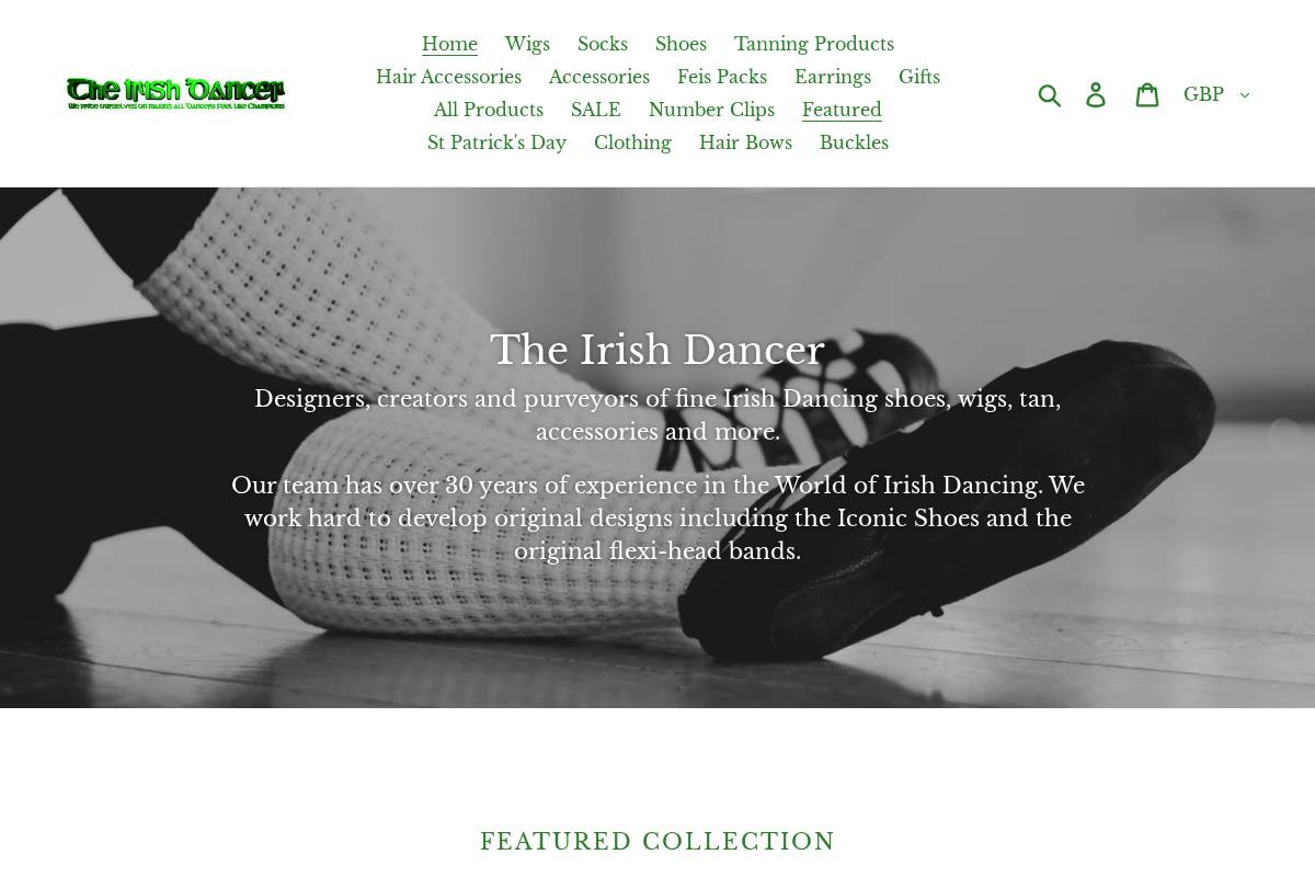 theirishdancer.co.uk homepage screenshot