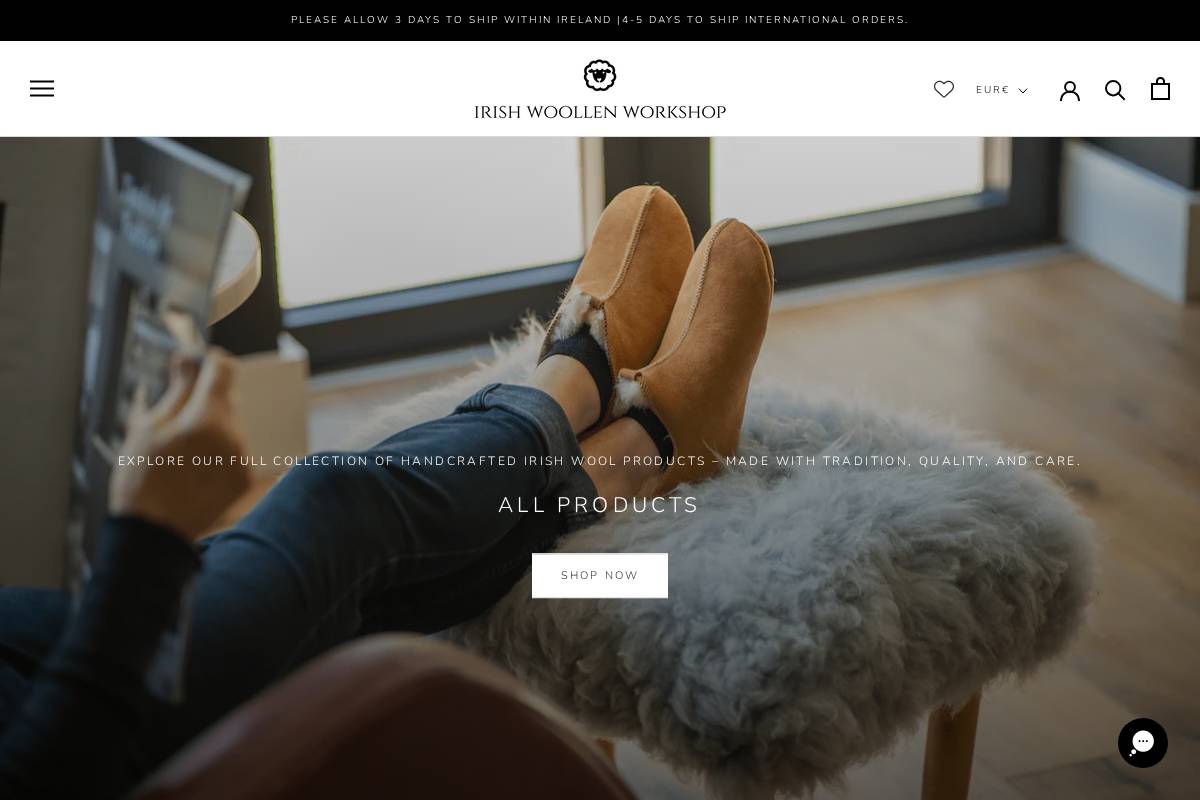 theirishwoollenworkshop.com homepage screenshot