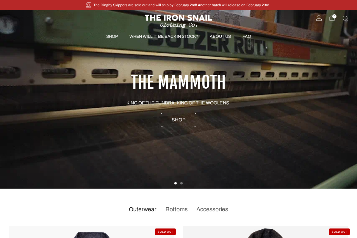 The Iron Snail homepage screenshot