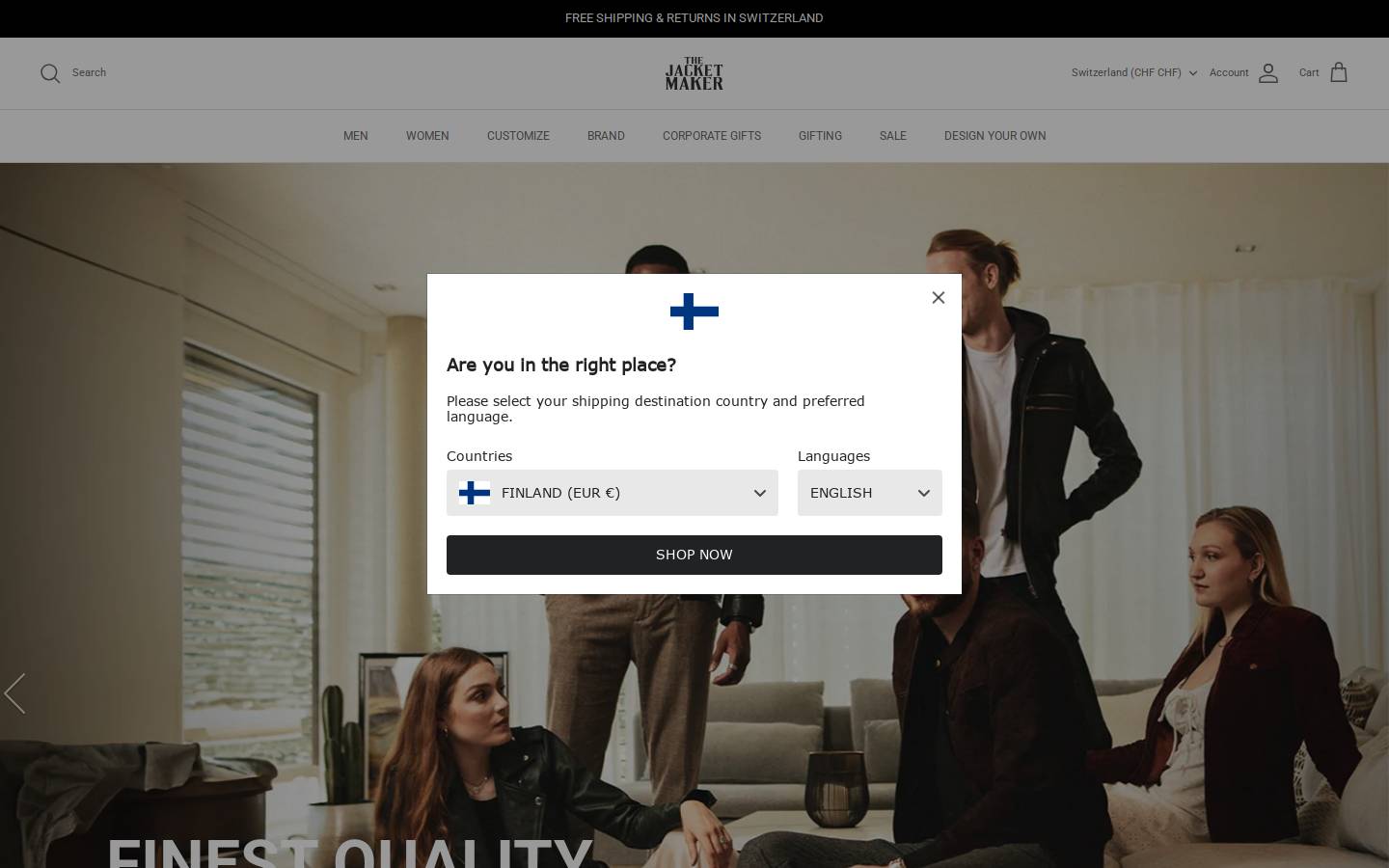 The Jacket Maker homepage screenshot