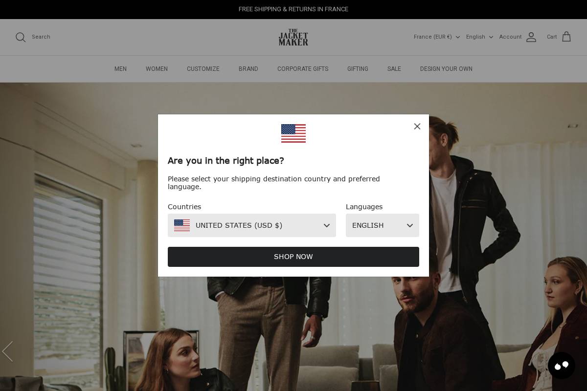 The Jacket Maker homepage screenshot