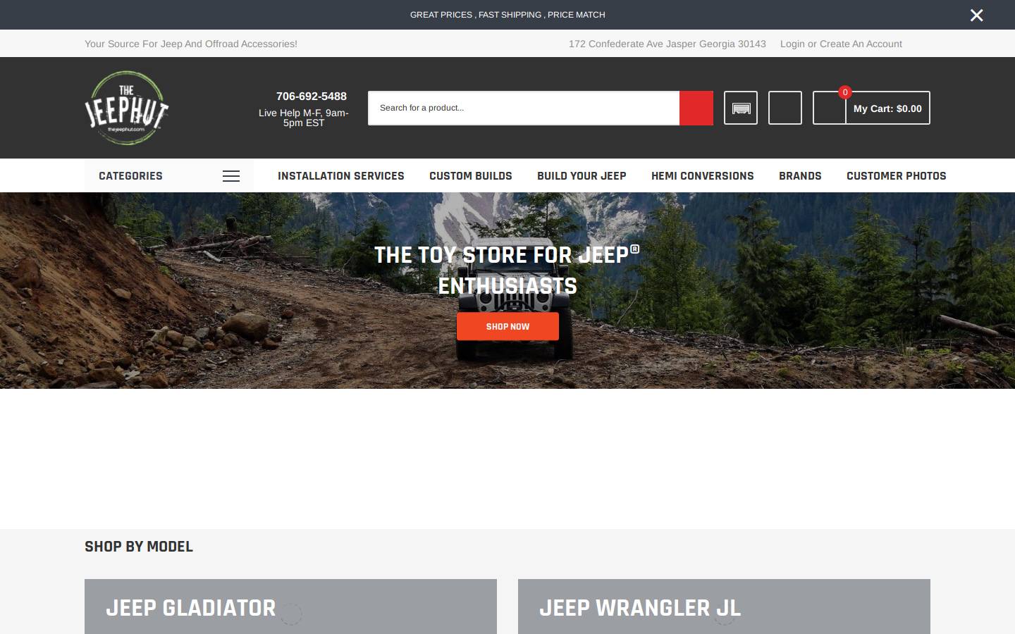 thejeephut.com homepage screenshot