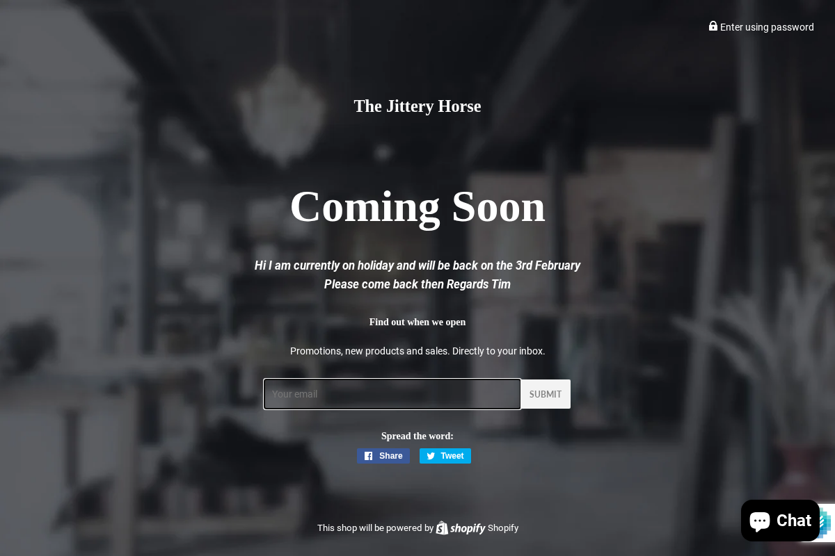 thejitteryhorse.com.au homepage screenshot