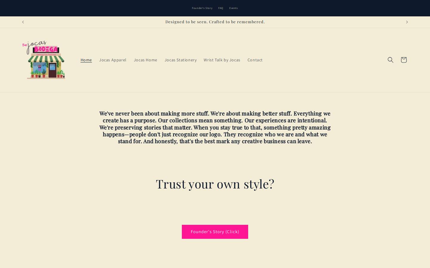 thejocasbodega.com homepage screenshot
