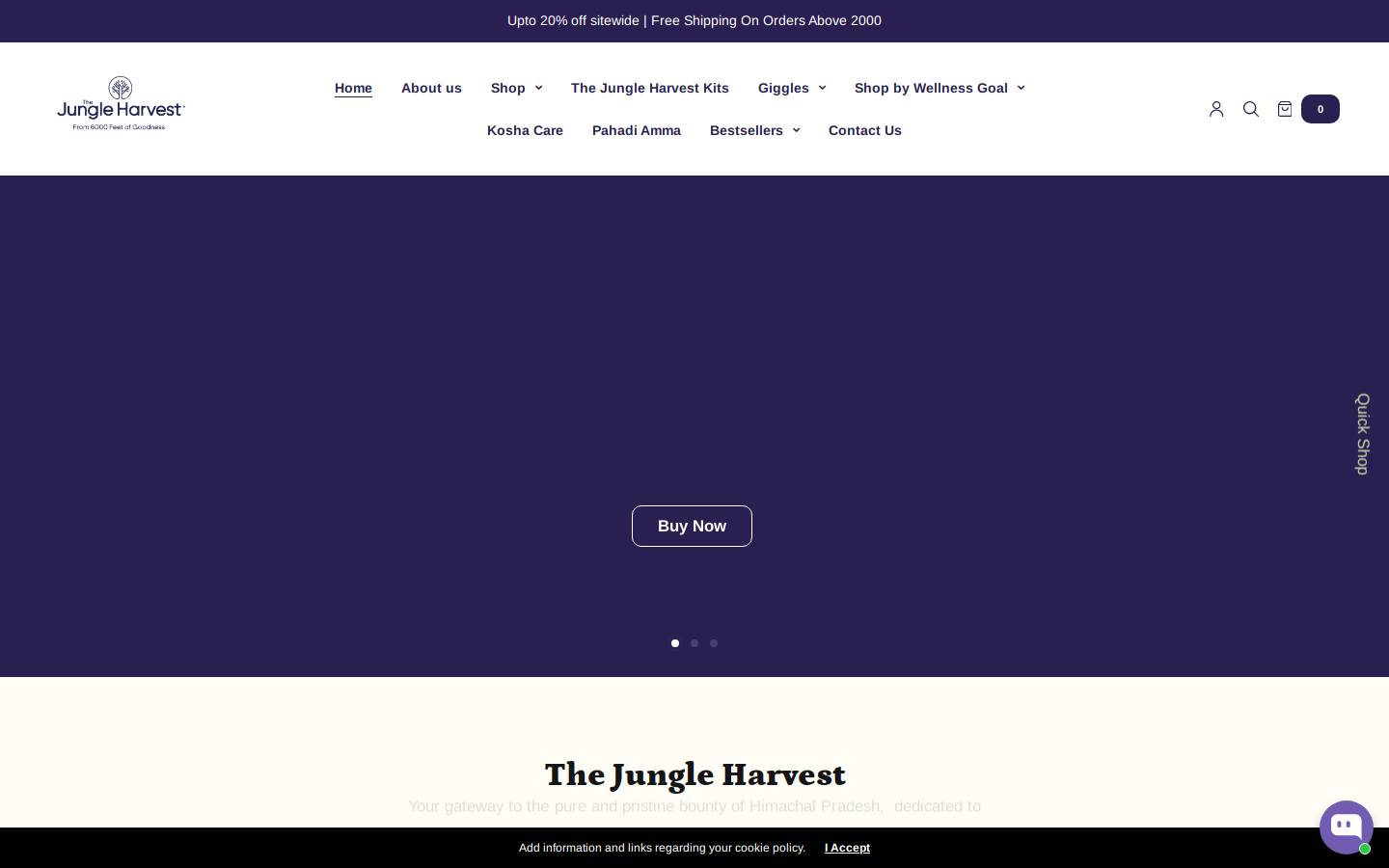 thejungleharvest.com homepage screenshot