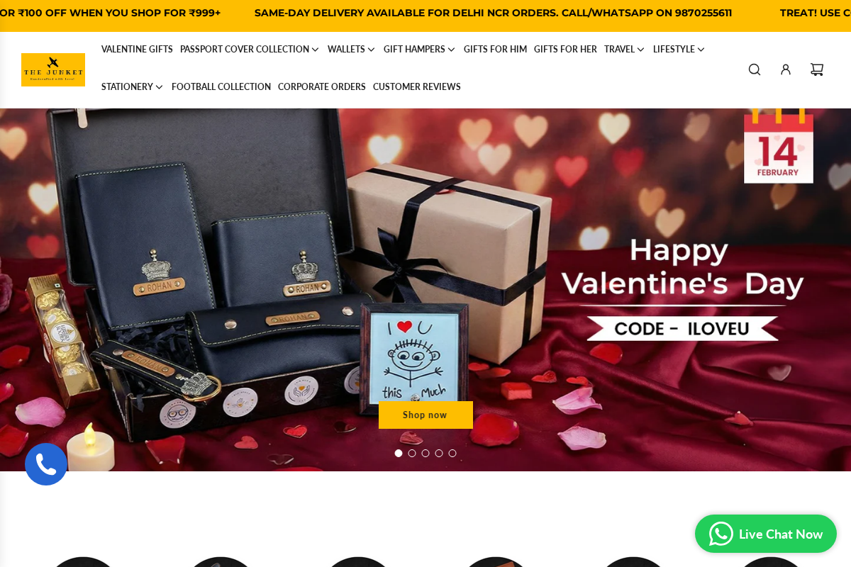 The Junket homepage screenshot