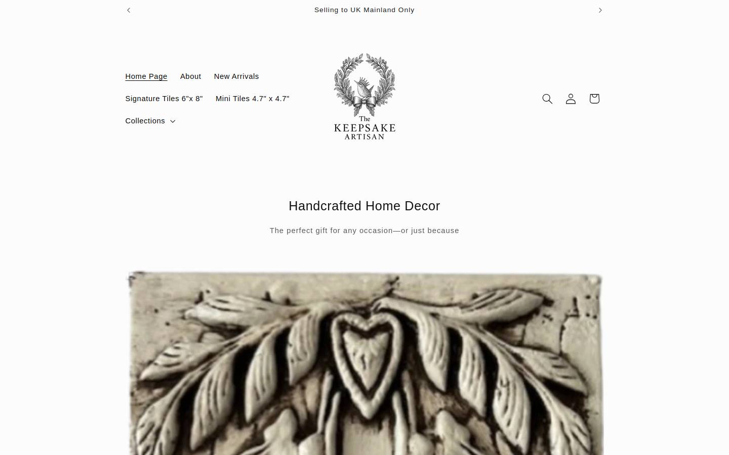 thekeepsakeartisan.com homepage screenshot