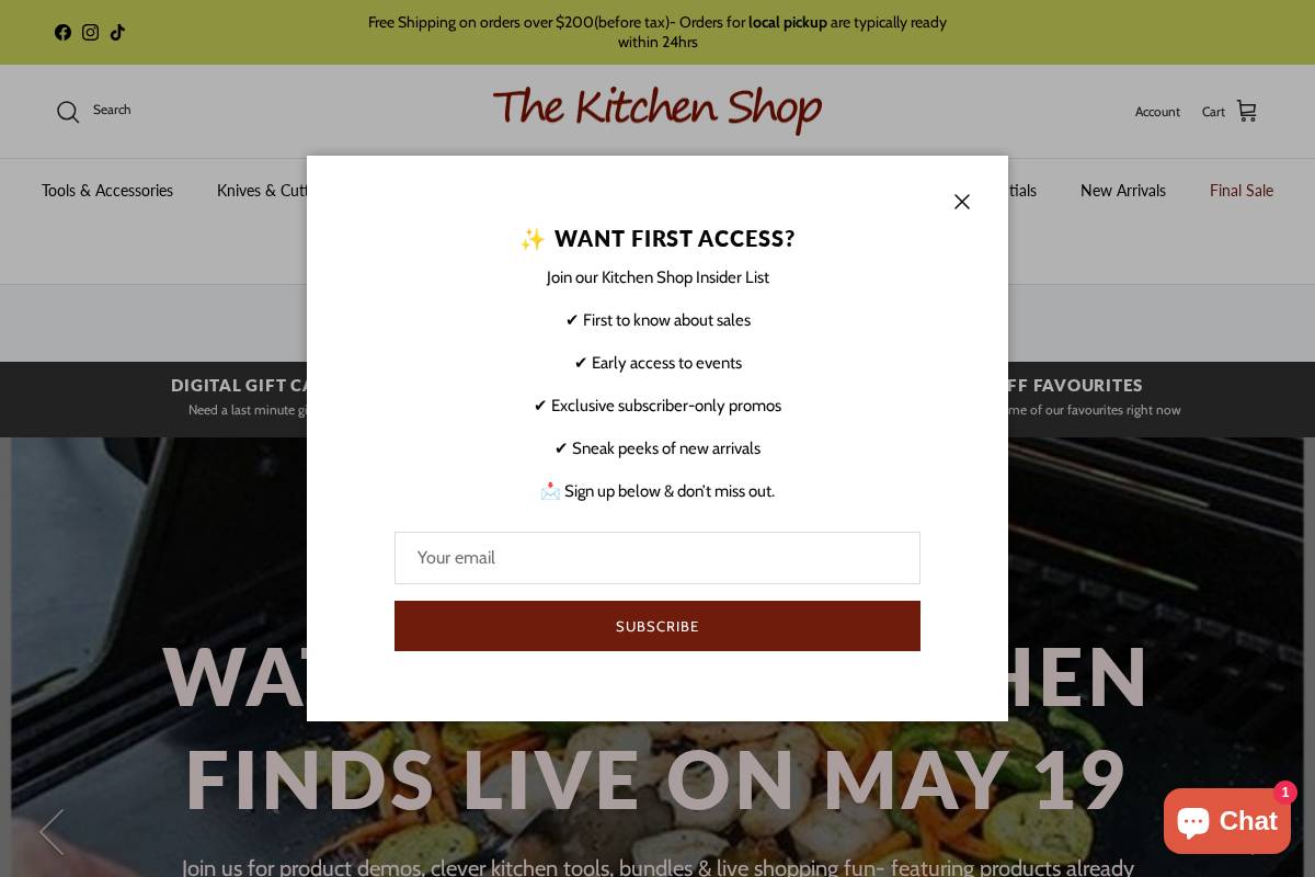 thekitchenshoporillia.com homepage screenshot