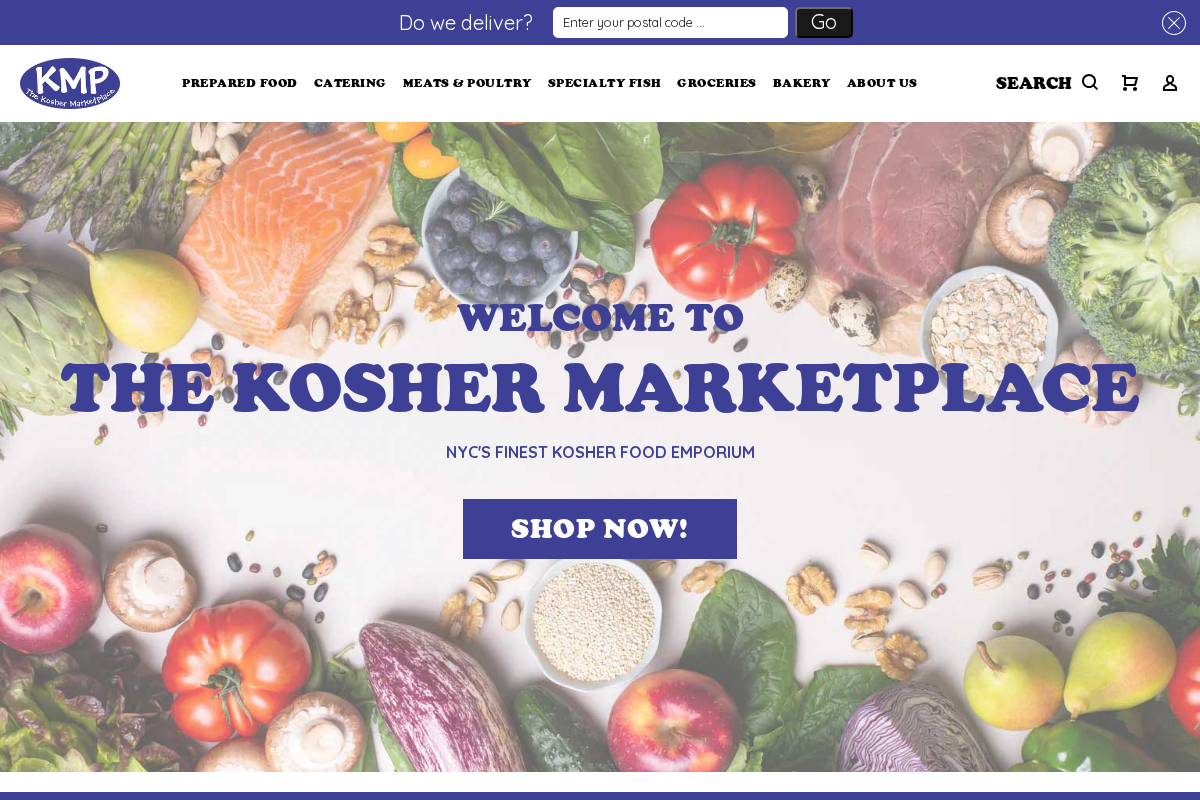 The Kosher Marketplace homepage screenshot