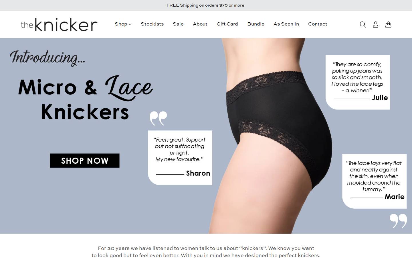 theknicker.com homepage screenshot
