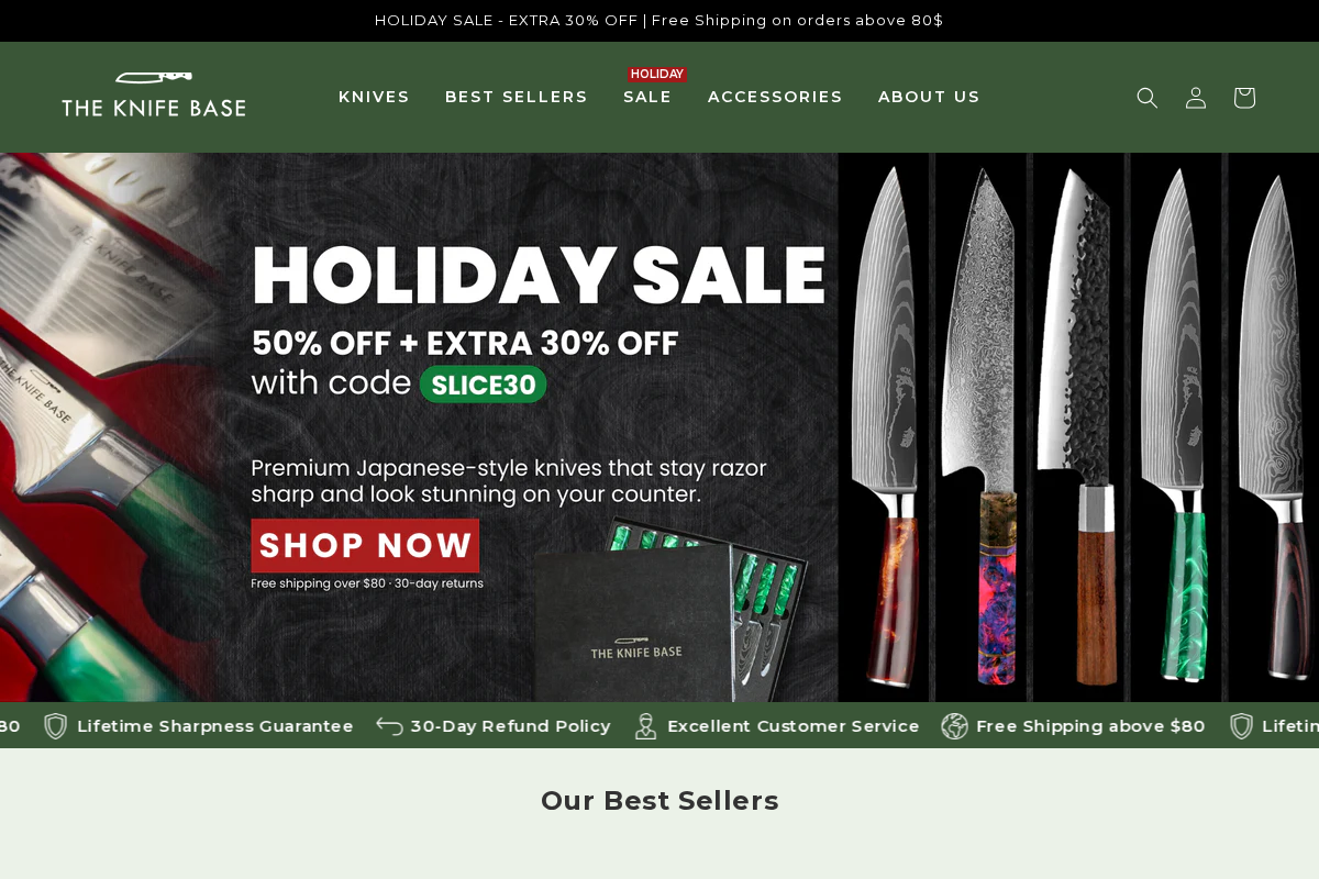 The Knife Base homepage screenshot