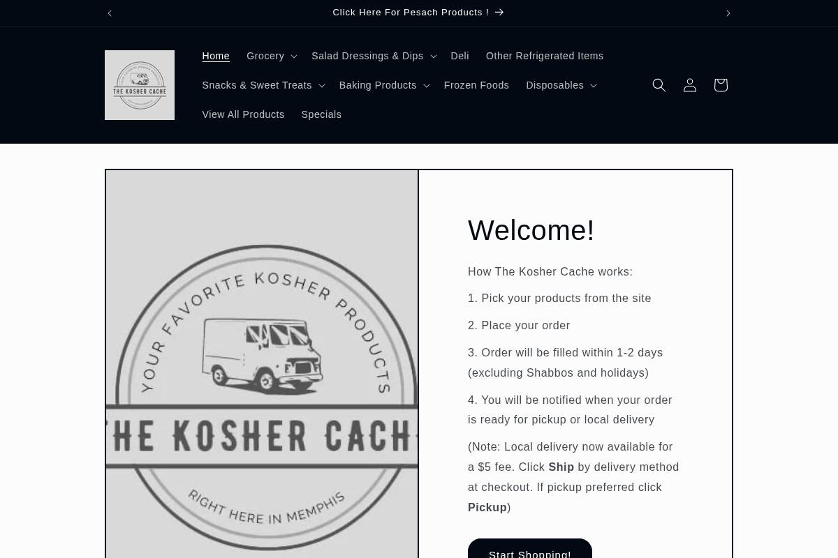 thekoshercache.com homepage screenshot