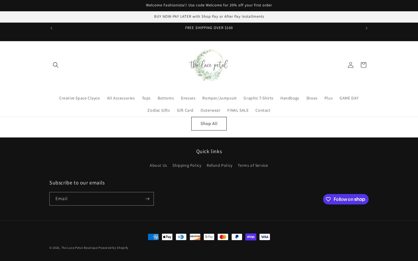 thelacepetal.com homepage screenshot