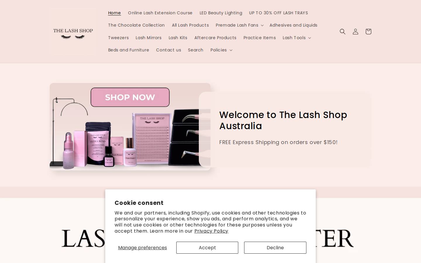 thelashshopaustralia.com homepage screenshot