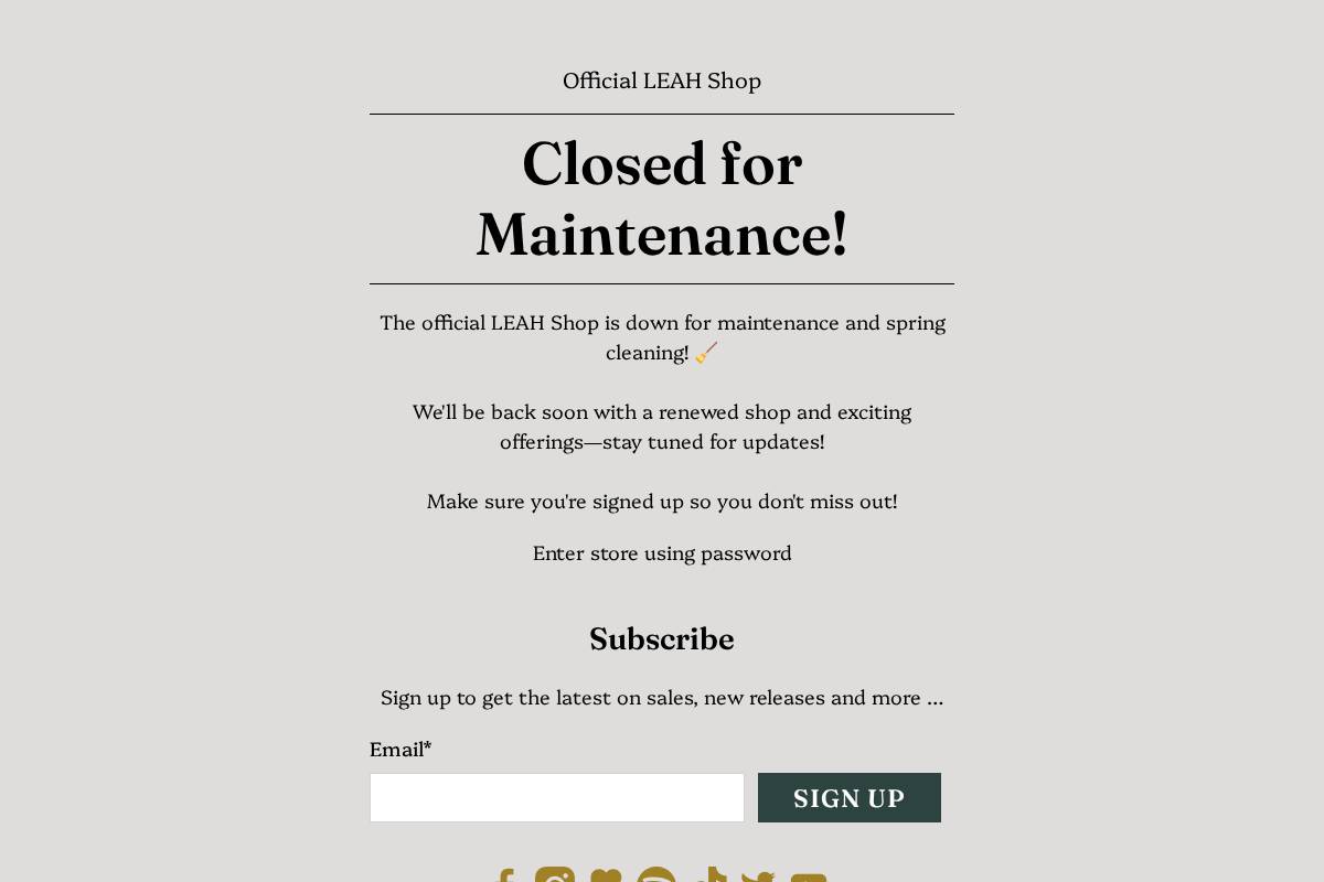 theleahshop.com homepage screenshot