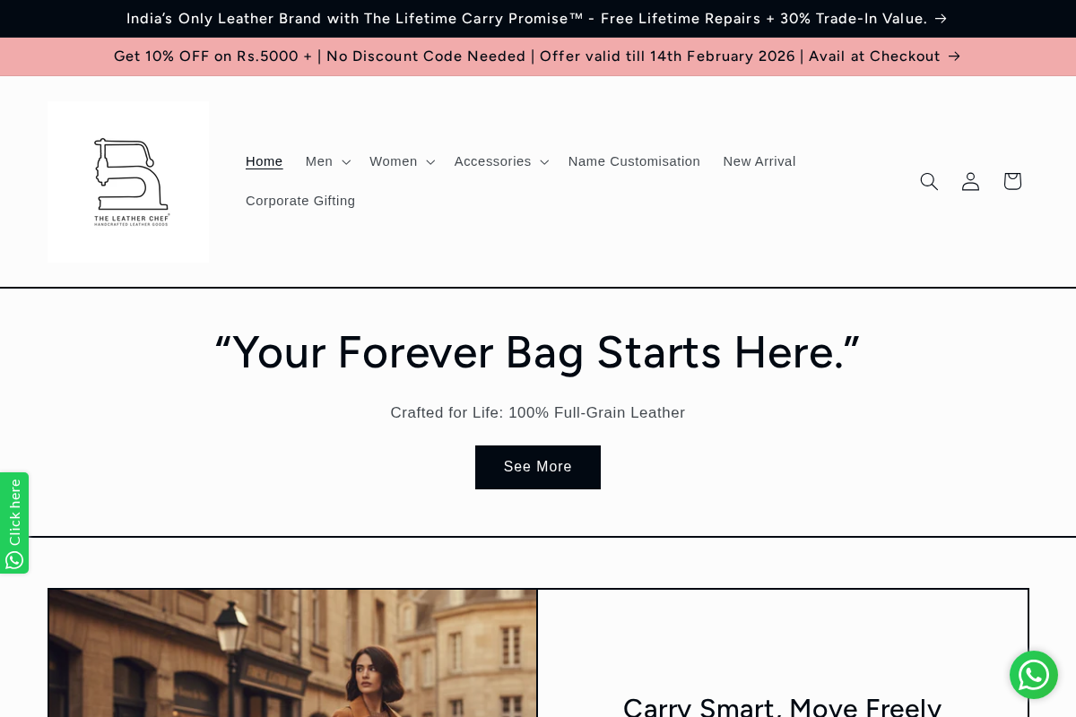 The Leather Chef homepage screenshot