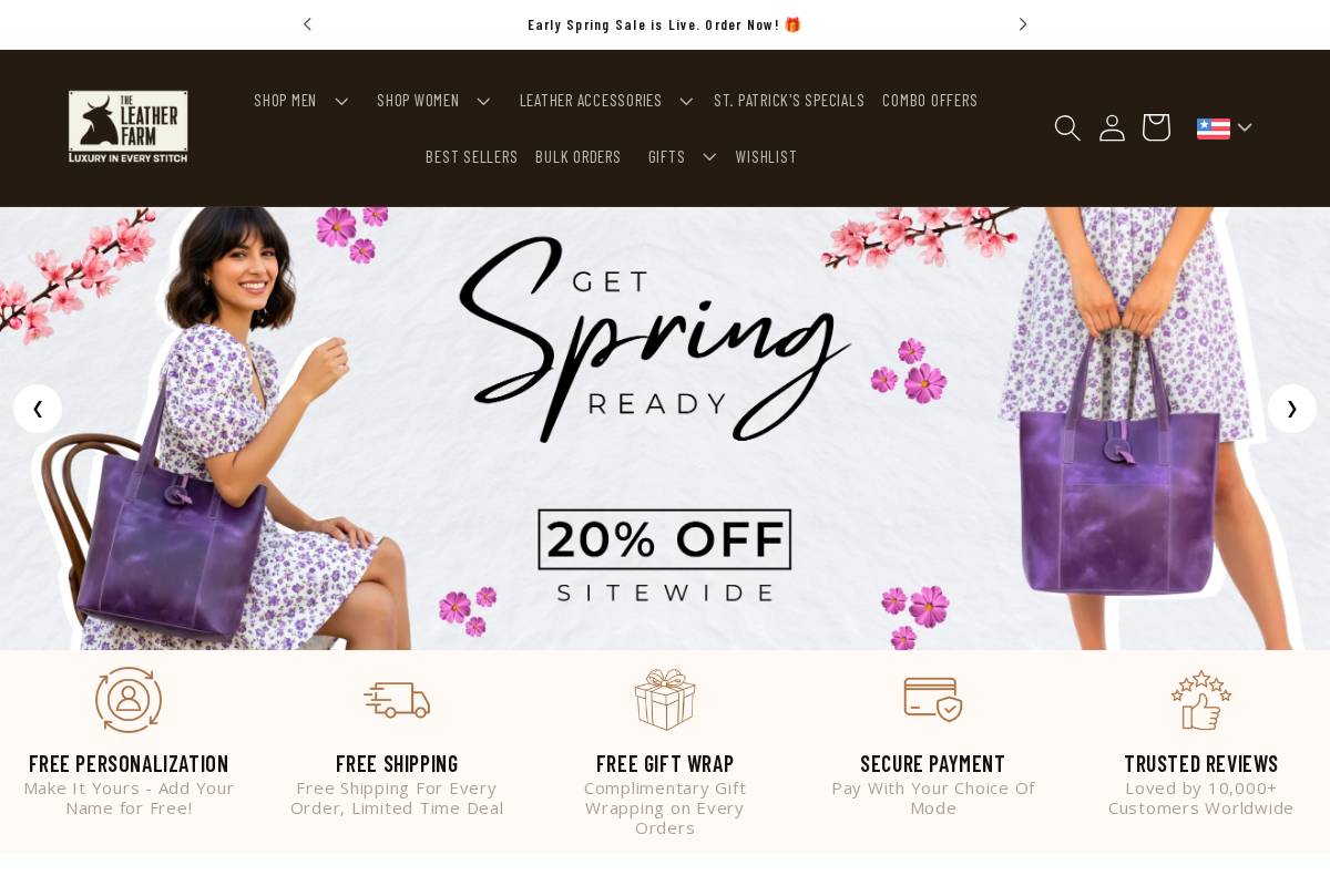 theleatherfarm.com homepage screenshot