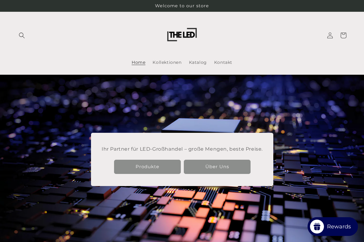 The LED homepage screenshot