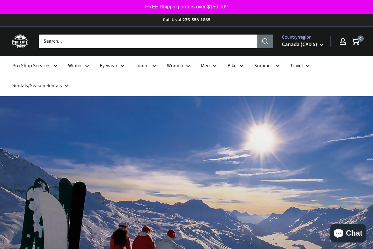 The Lift Ski, Bike and Board homepage screenshot