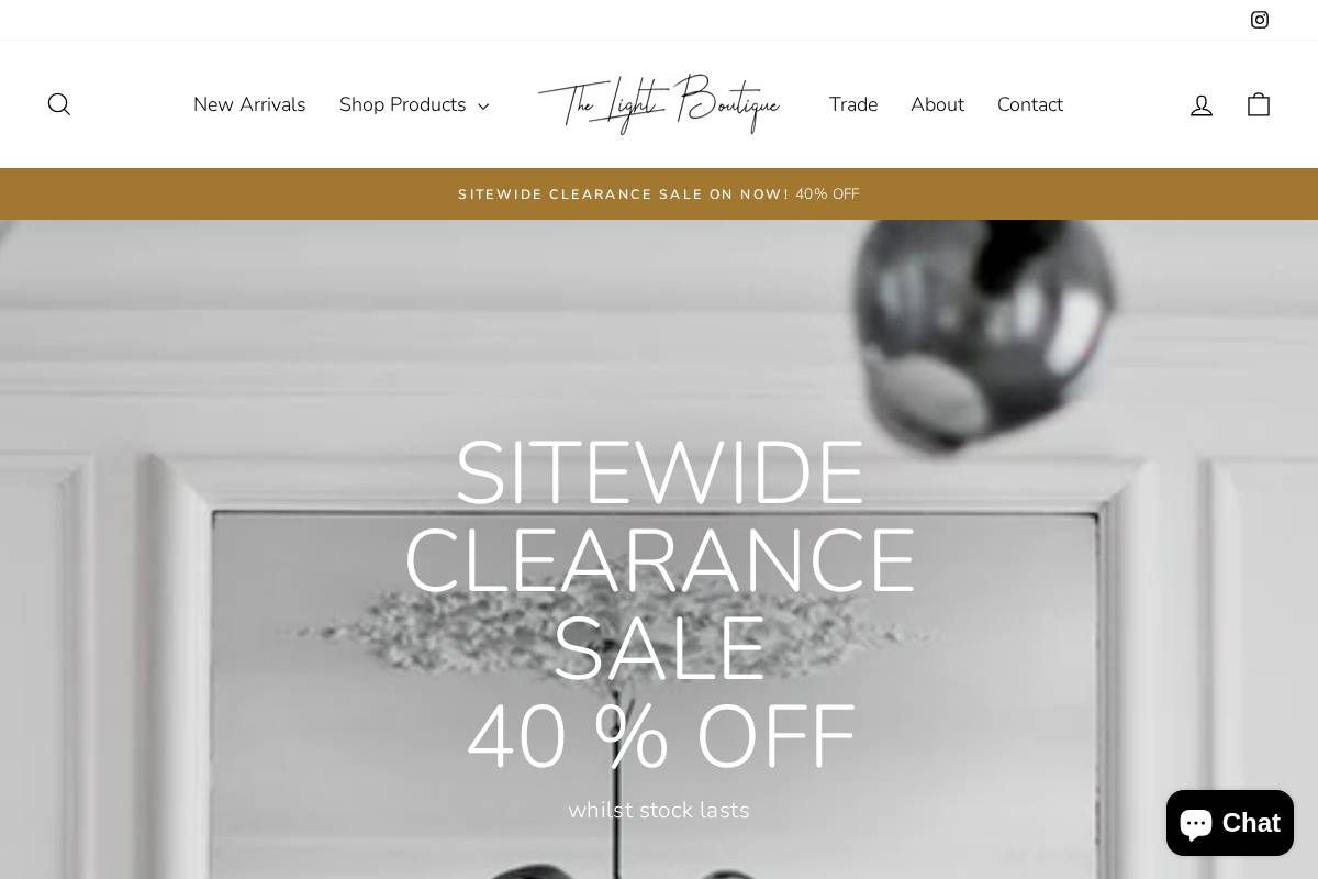 thelightboutique.com.au homepage screenshot