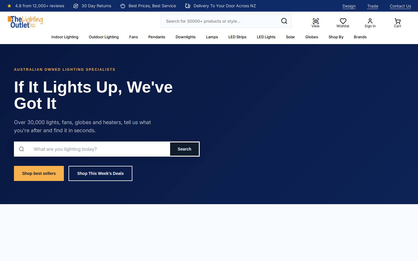 Thelightingoutlet homepage screenshot