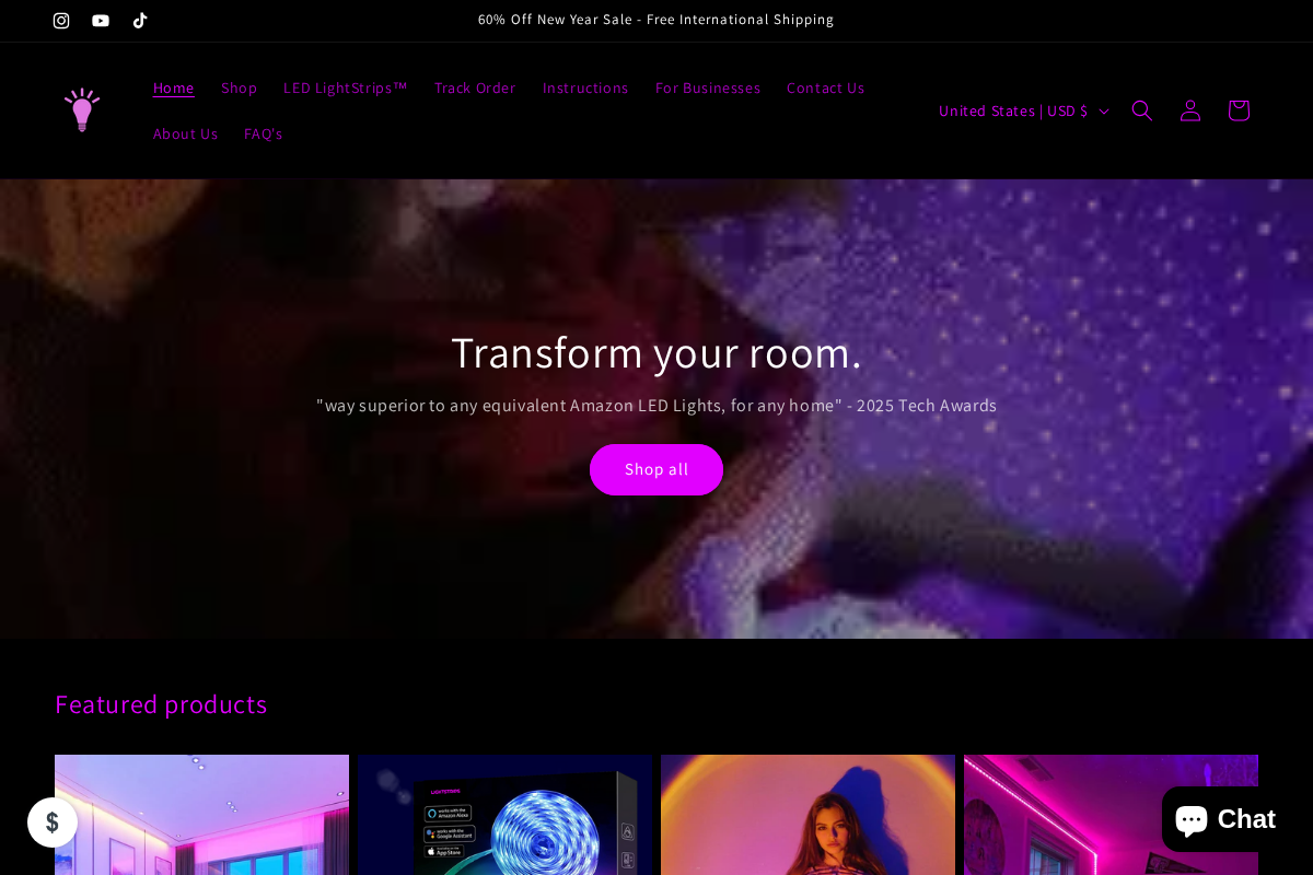lightstrips homepage screenshot
