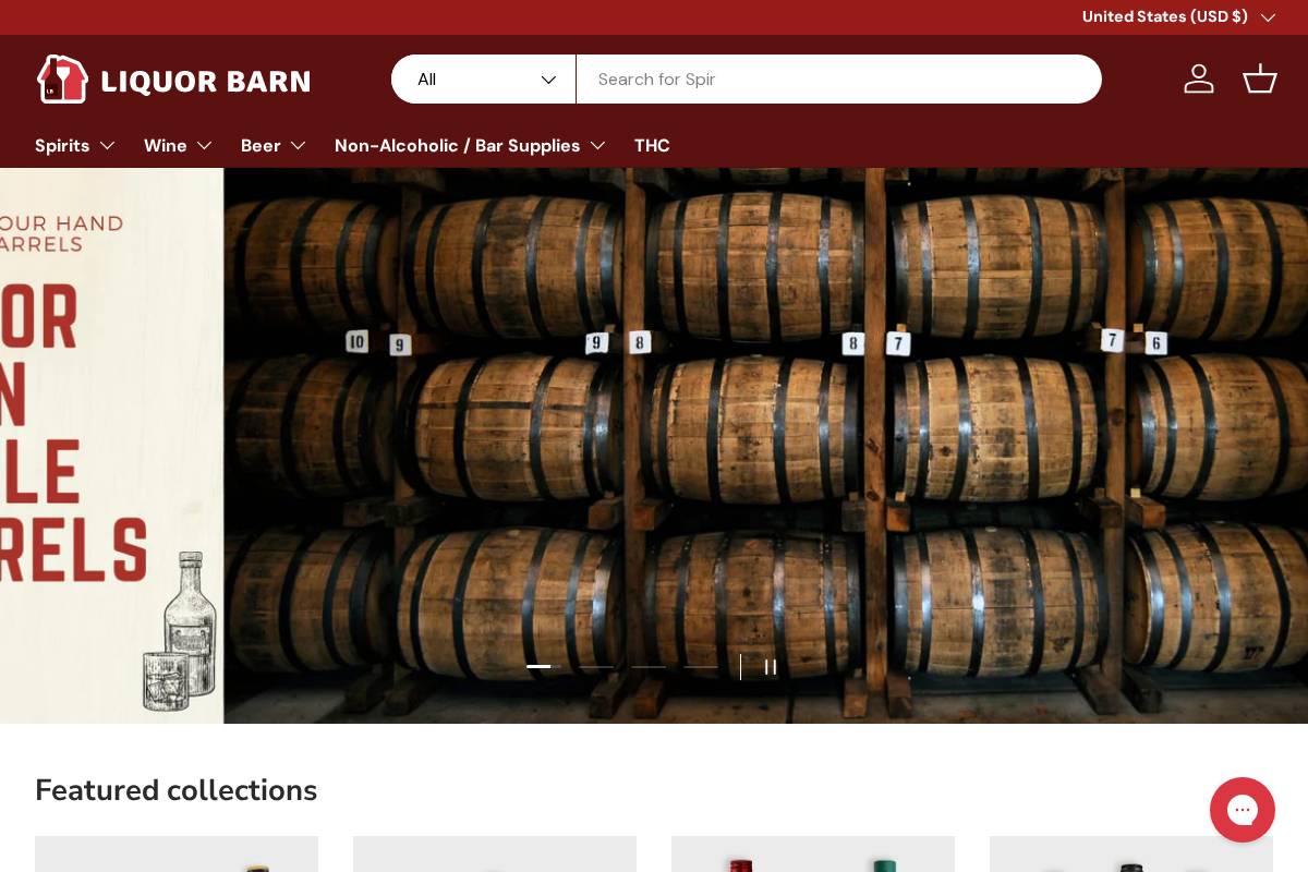 Liquor Barn homepage screenshot