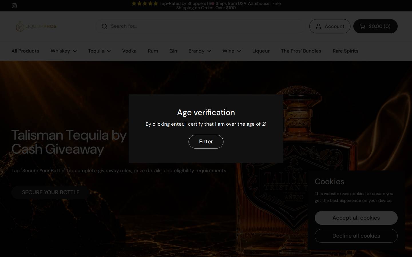 Theliquorpros homepage screenshot
