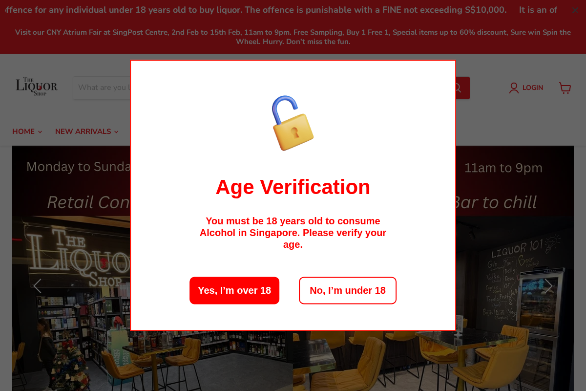 The Liquor Shop Singapore homepage screenshot