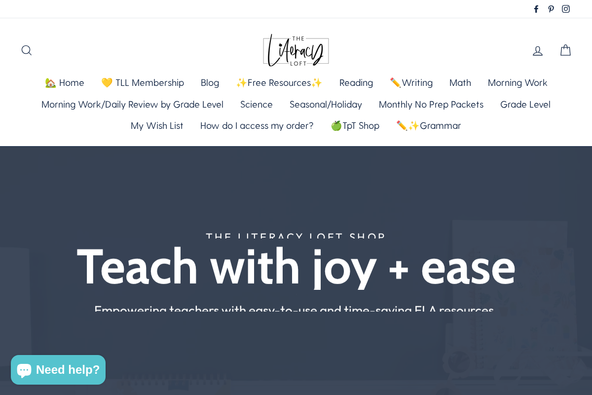 The Literacy Loft homepage screenshot