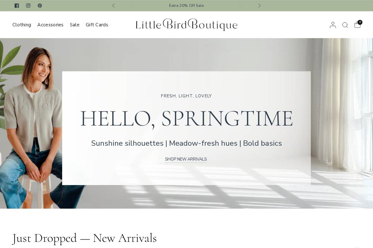 thelittlebirdboutique.com homepage screenshot