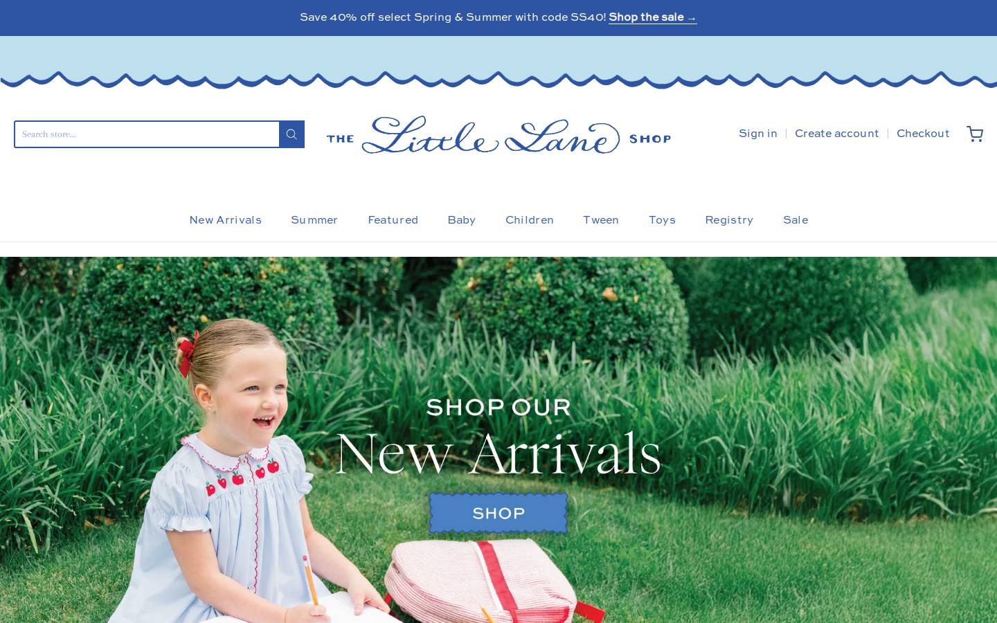 thelittlelaneshop.com homepage screenshot