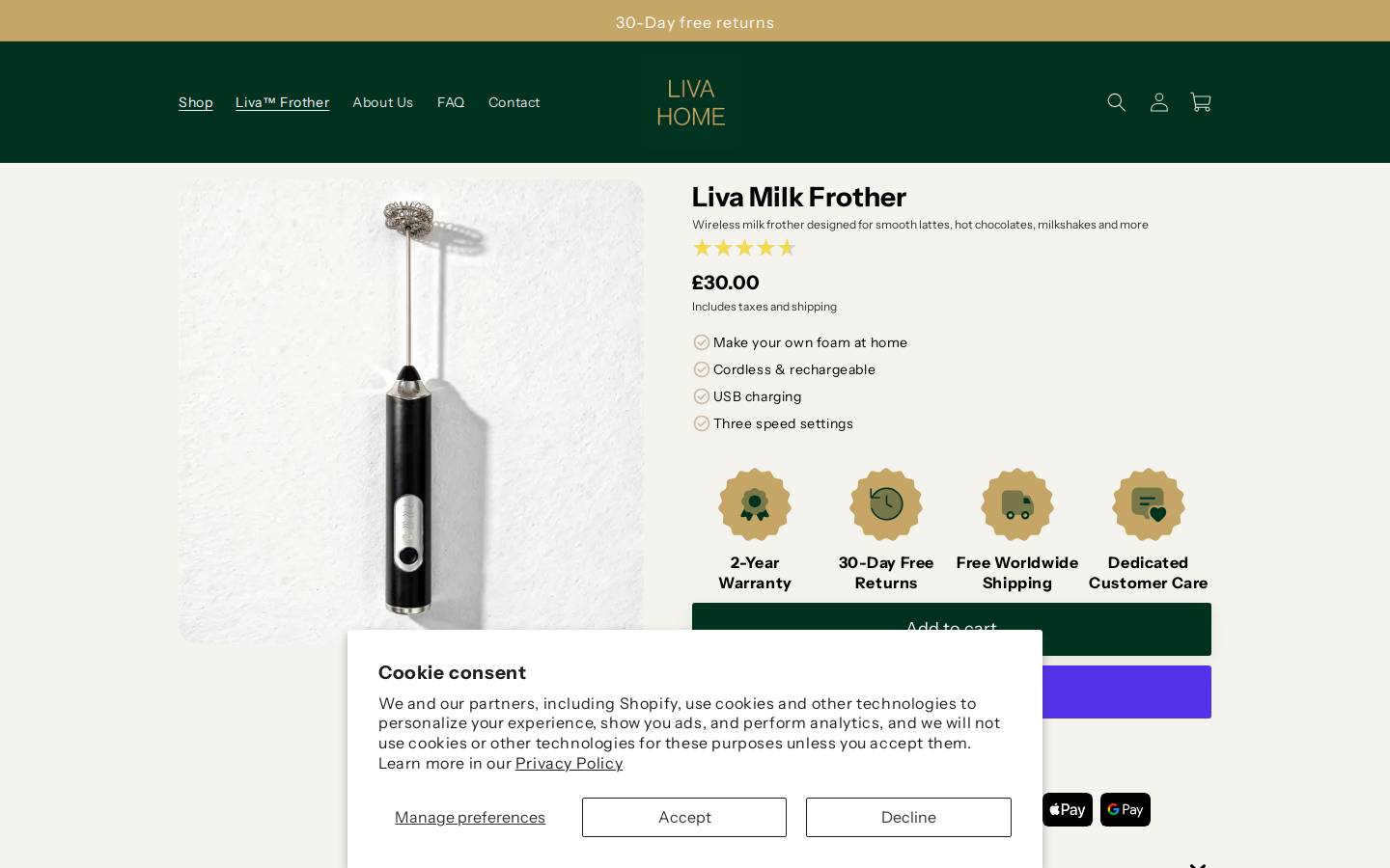 thelivahome.com homepage screenshot
