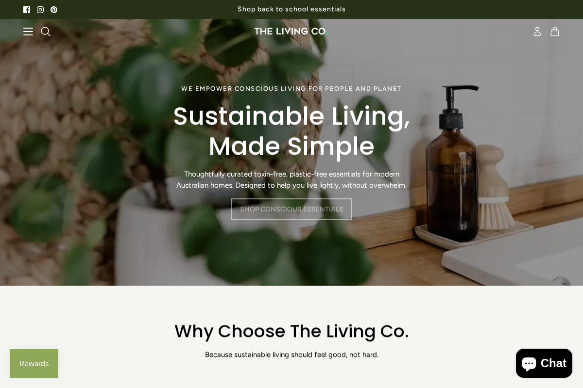 The Living Co. homepage screenshot