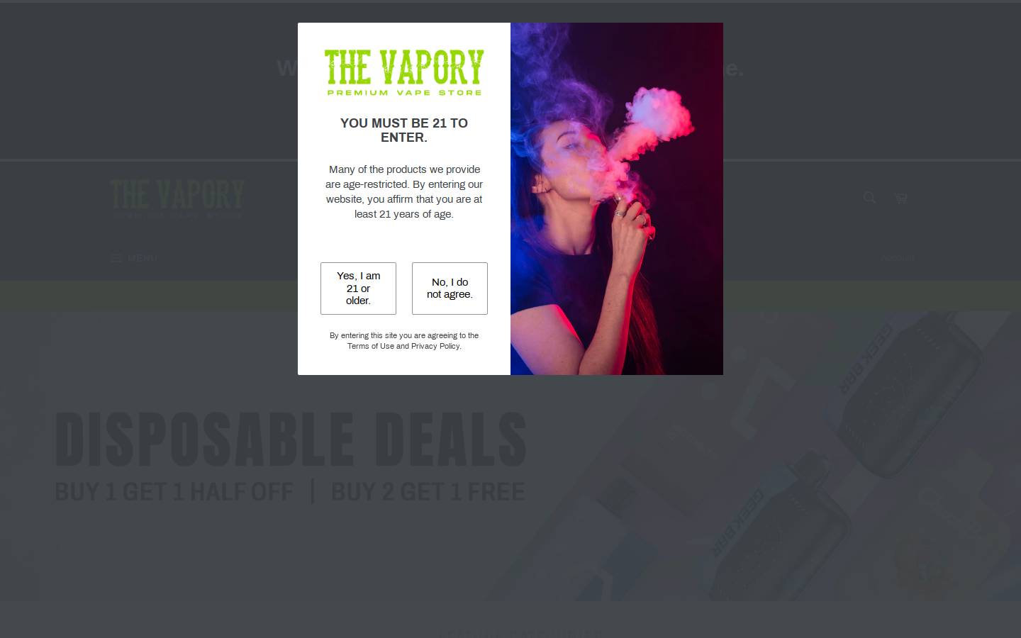 thelocalvapory.com homepage screenshot