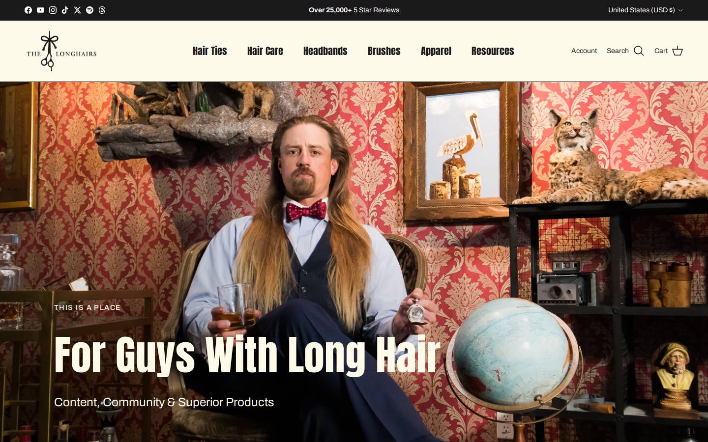 The Longhairs homepage screenshot