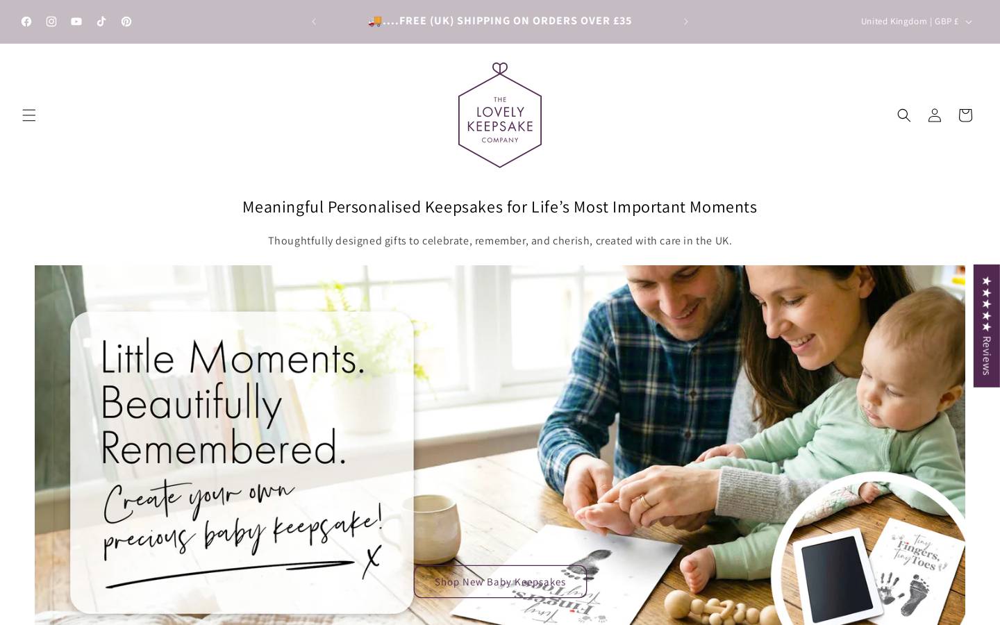 The Lovely Keepsake Company homepage screenshot